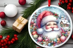 Colorful Pastel Watercolor Scene Santa Sublimation PNG Product Image 2