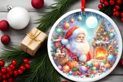 Colorful Pastel Watercolor Scene Santa Sublimation PNG Product Image 2