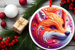 Christmas Fox Ornament Sublimation PNG Product Image 1