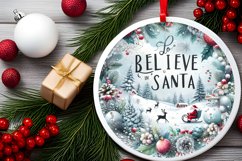 Winter Scene with Believe in Santa Round Ornament Product Image 2