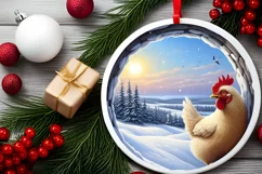 Chicken Smiling Snow Wall Sublimation Clipart PNG Product Image 1