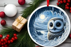 Owl Smiling Icy Wall Sublimation Clipart PNG Product Image 1