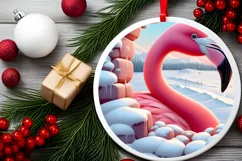 Flamingo Snow Wall Ornament PNG Product Image 2