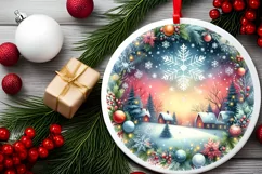 Watercolor Scene Snowflake Sublimation PNG Product Image 1