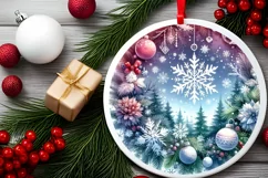 Snow Flake Christmas Ornament Sublimation PNG Product Image 2
