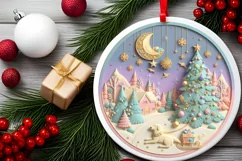 Round Christmas Ornament Sublimation|Clipart Product Image 2