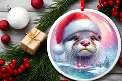 3D Santa with Winter Scene Ornament PNG Product Image 2