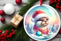 Colorful Otter with Santa Hat Digital Painting Product Image 2