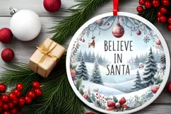 Believe in Santa Round Ornament PNG Product Image 2