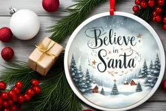 Believe in Santa Round Ornament PNG Product Image 2