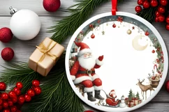 Santa Round Ornament Sublimation PNG Product Image 2