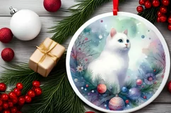 Colorful Cat Christmas Ornament Sublimation PNG Product Image 1