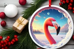 Flamingo Snow Wall Ornament PNG Product Image 2