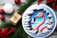 Flamingo Snow Wall Ornament PNG Product Image 2