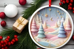 Round Christmas Ornament Sublimation|Clipart Product Image 2