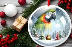 3D Parrot Santa Hat Ornament Sublimation PNG Product Image 1