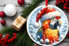 3D Parrot Santa Hat Ornament Sublimation PNG Product Image 2
