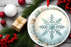 Snow Flake Round Ornament Sublimation PNG Product Image 2
