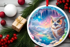 Icy Wall Owl Decorative Sublimation Clipart PNG Product Image 2