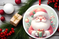 Santa Round Ornament Sublimation PNG Product Image 2
