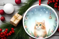 Christmas Cat Round Decor Sublimation Clipart PNG Product Image 2