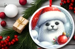 3D Seal Santa Hat Ornament Sublimation PNG Product Image 2