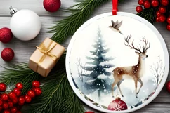 Christmas Reindeer Round Decor Sublimation Clipart PNG Product Image 2