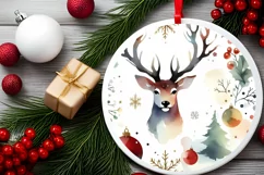 Christmas Reindeer Round Decor Sublimation Clipart PNG Product Image 1