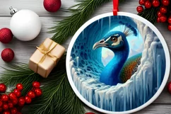 Smiling Peacock Melting Ice Round Ornament PNG Product Image 2