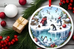 Winter Penguin Snow Scene Sublimation Clipart PNG Product Image 1