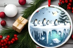 Winter Penguin Snow Scene Sublimation Clipart PNG Product Image 2