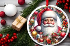 Colorful Santa Round Ornament Sublimation PNG Product Image 2