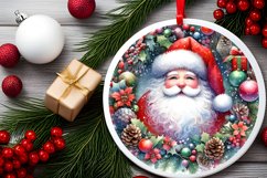 Colorful Santa Christmas Ornament Sublimation PNG Product Image 2