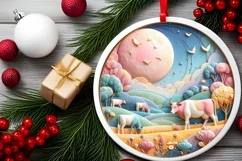 Round Christmas Ornament Sublimation|Clipart Product Image 2