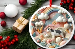 Round Christmas Ornament Sublimation|Clipart Product Image 2