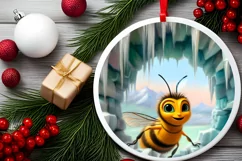 Smiling Bee Icy Wall Round Ornament PNG Product Image 2