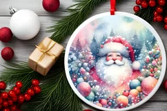 Santa Christmas Round Centerpiece Sublimation Clipart PNG Product Image 2
