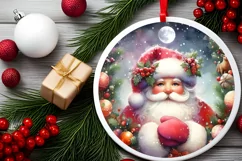 Santa Christmas Round Centerpiece Sublimation Clipart PNG Product Image 2