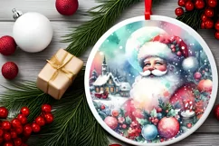 Santa Christmas Round Centerpiece Sublimation Clipart PNG Product Image 2
