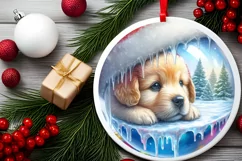 3D Round Puppy Portrait Sublimation PNG Product Image 2