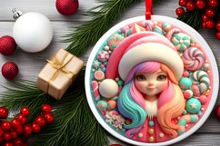 Santa's Girl Round Ornament Sublimation PNG Product Image 2