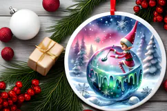 Round Christmass Ornament Sublimation|Clipart Product Image 2