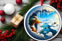 Duck in Winter Landscape Scene Sublimation Clipart PNG Product Image 2