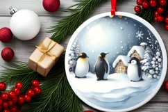 Melting Winter Scene with Penguins Sublimation PNG Product Image 2