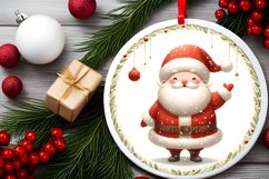 Colorful Santa Christmas Ornament Sublimation PNG Product Image 2