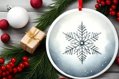 Snow Flake Winter Scene Ornament Sublimation PNG Product Image 1