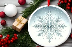 Snow Flake Winter Scene Ornament Sublimation PNG Product Image 2