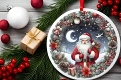 Watercolor Christmas Round Traditional Painting PNG Product Image 1