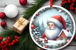 Watercolor Christmas Round Traditional Painting PNG Product Image 2