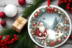 Watercolor Christmas Round Traditional Painting PNG Product Image 2